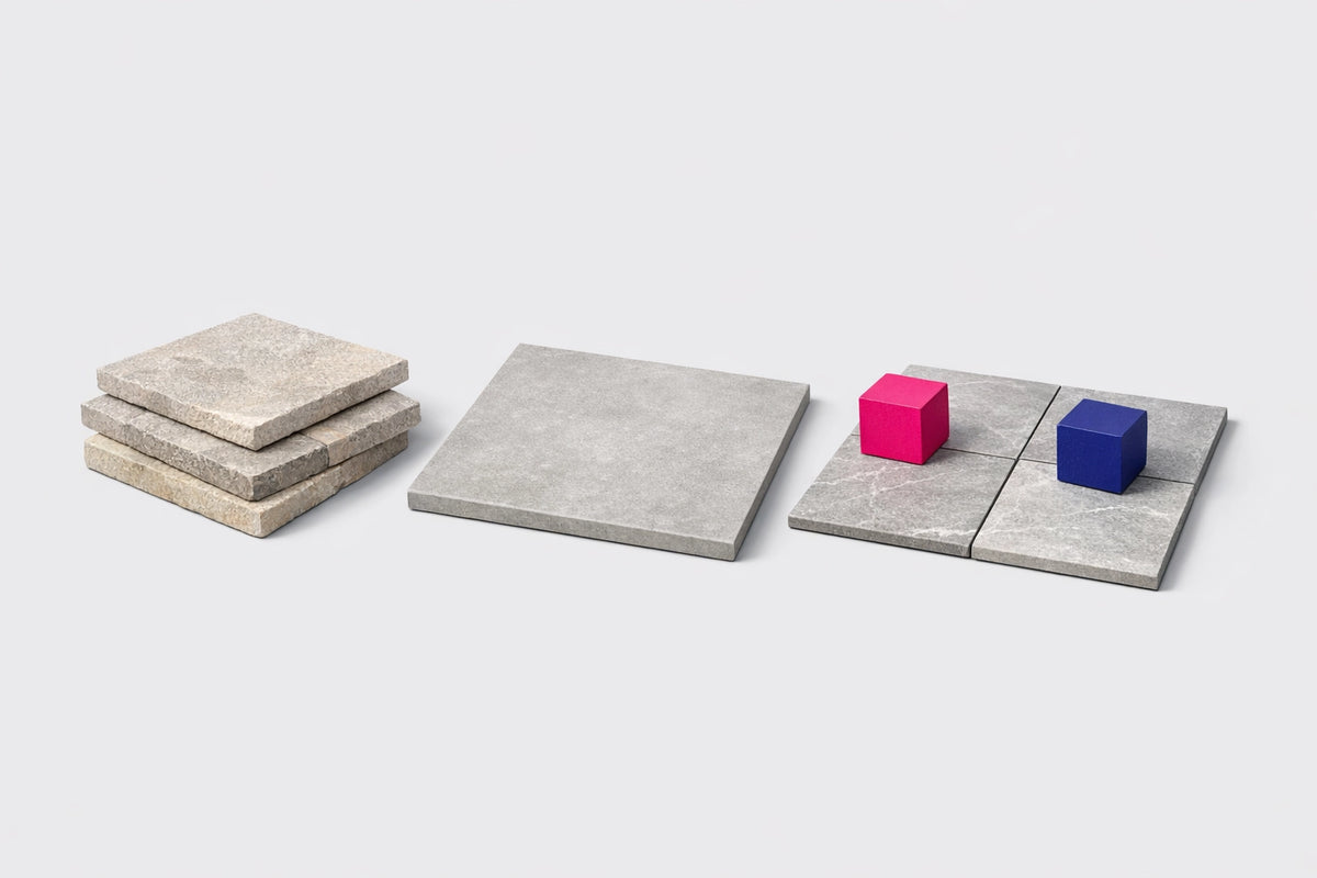 Pavimenti da esterno in gres, pietra e cemento