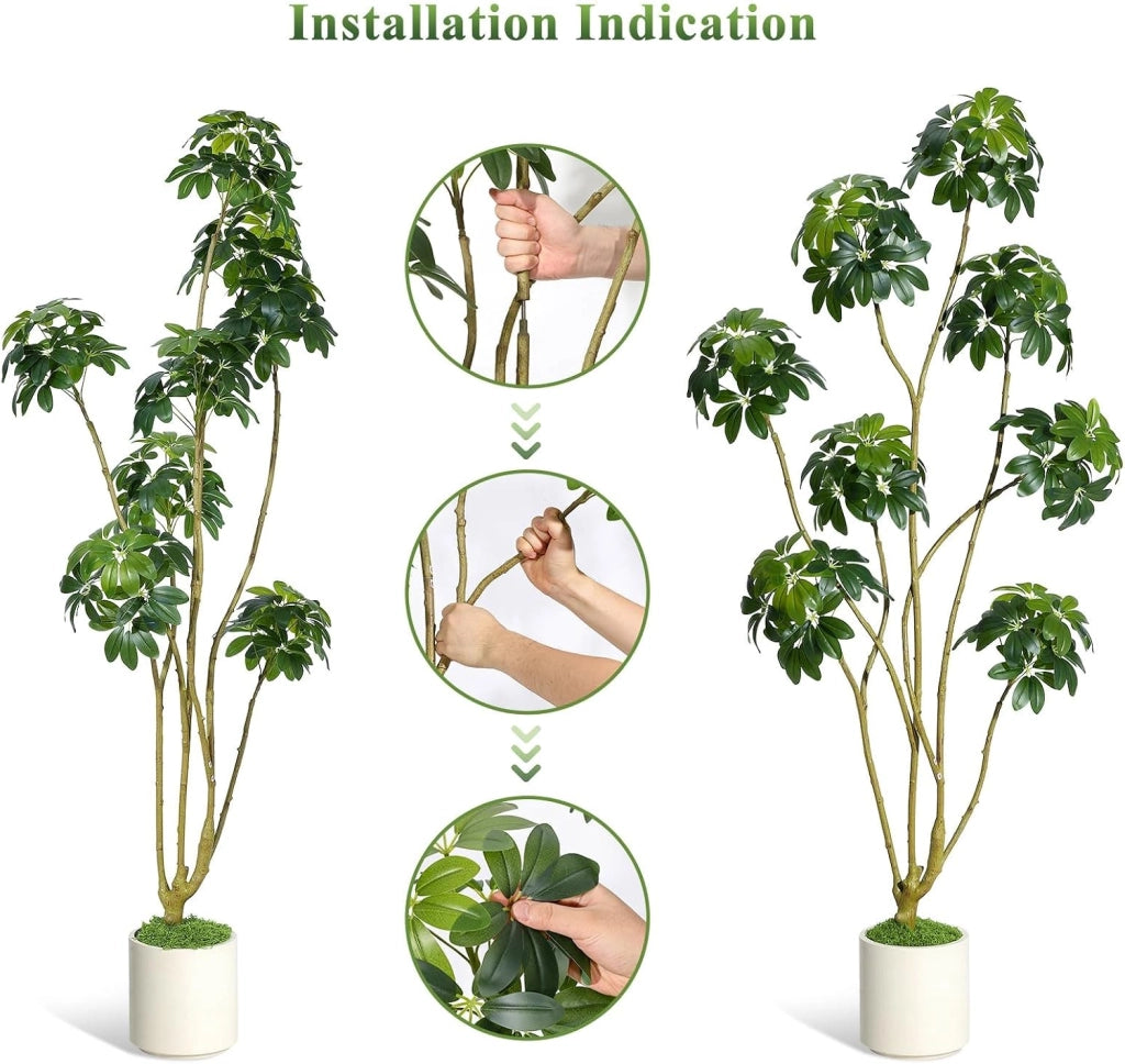 Pianta Finta da Interno ed Esterno 180 cm Multitronco con Vaso e Muschio