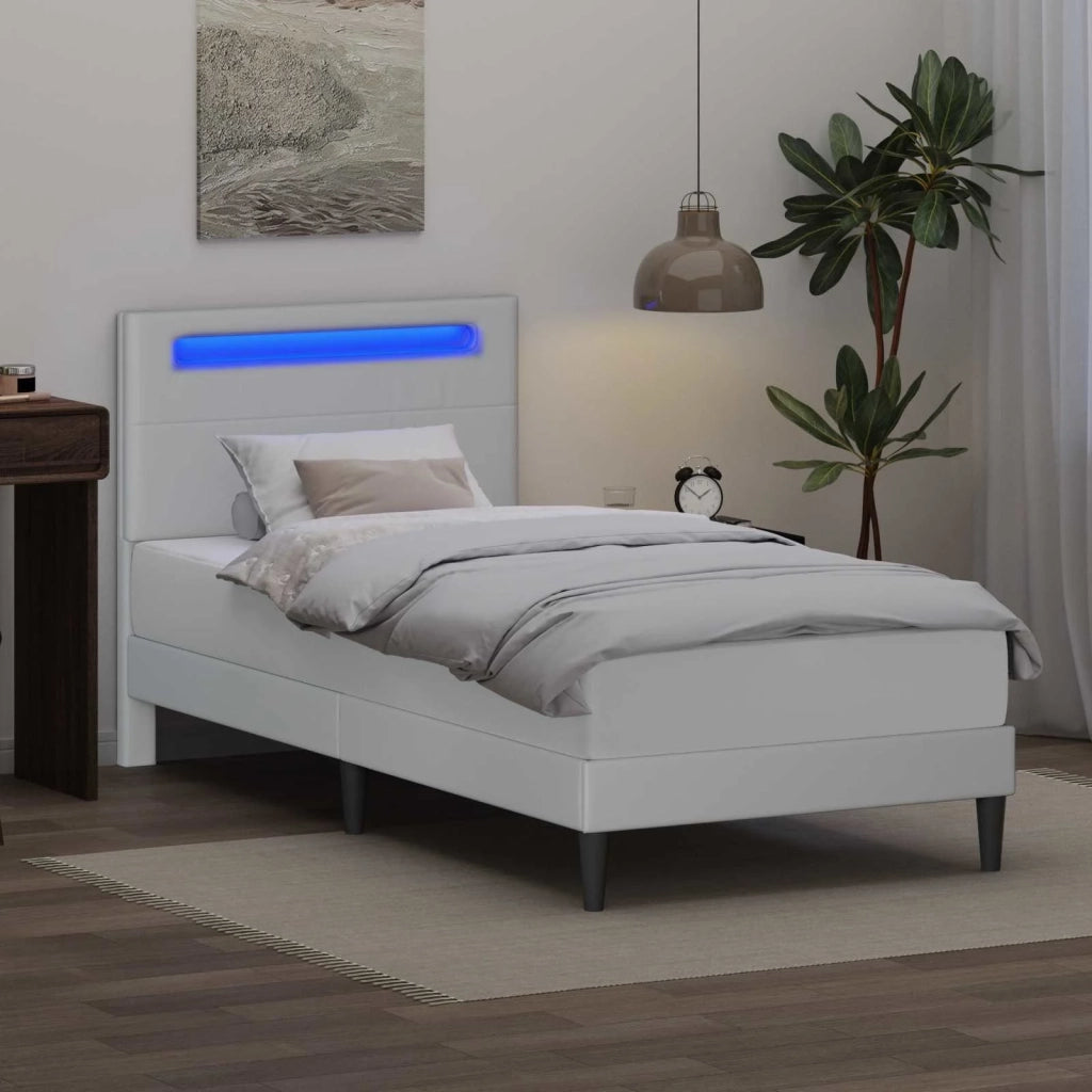 Letto singolo | Letto per adulti | Struttura del letto con testiera Bianco 80 x 200 cm Similpelle