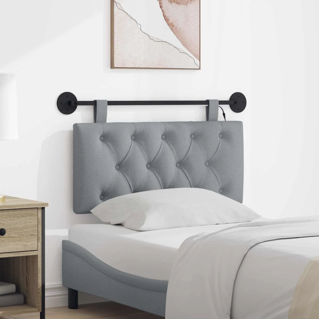 Testiera | Testata sospesa Con luce LED Grigio Chiaro Tessuto