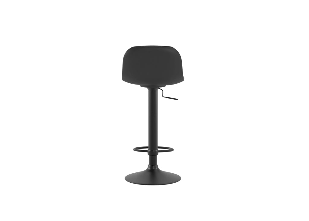 Sgabello Moderno Teo con Alzata a Gas, Rivestimento in Microfibra Grigio Scuro e Struttura in Metallo Nero, Seduta Regolabile