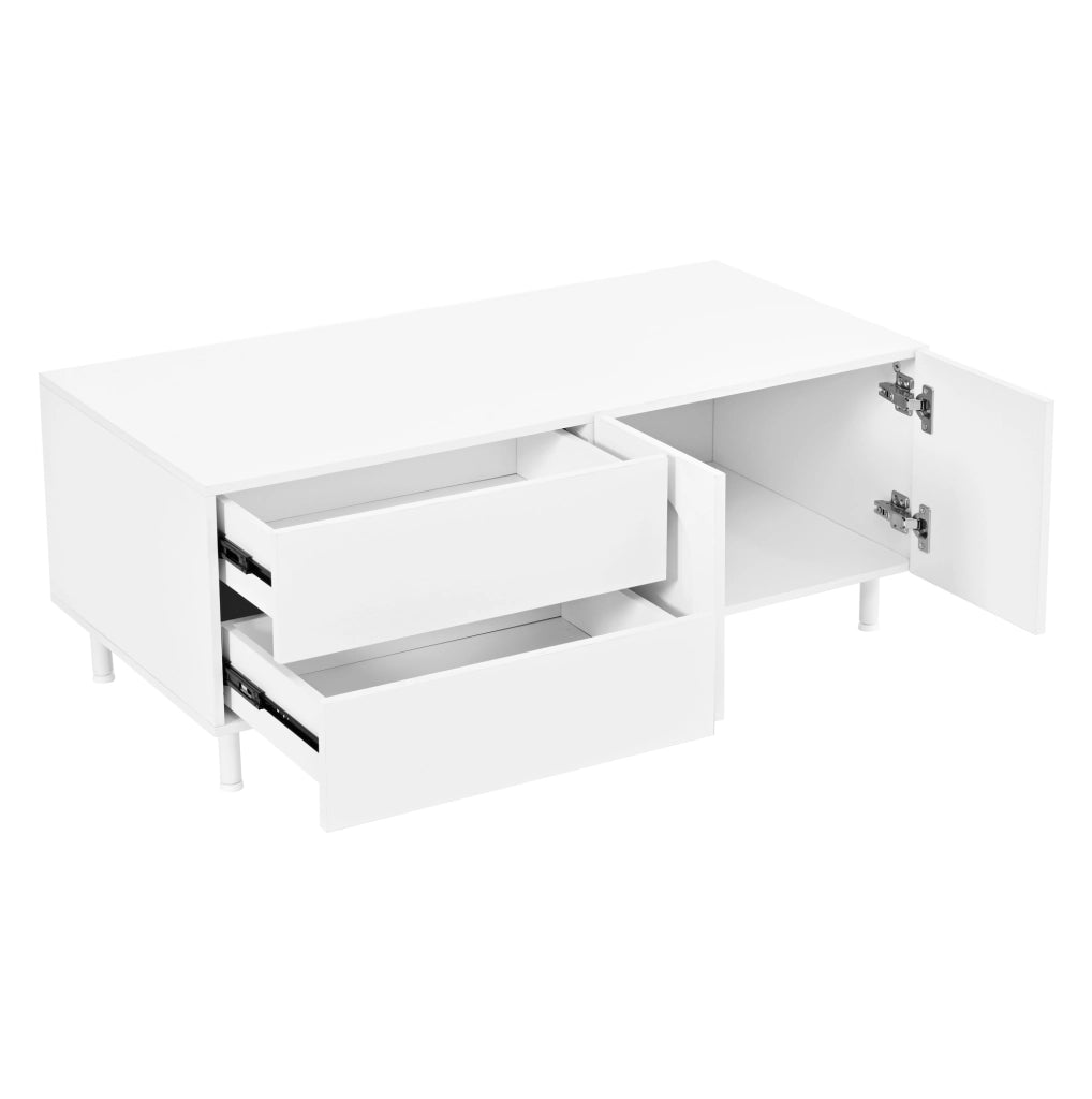 Set mobili soggiorno con mobile TV 180 cm e tavolino 100 cm bianco HOMVRA