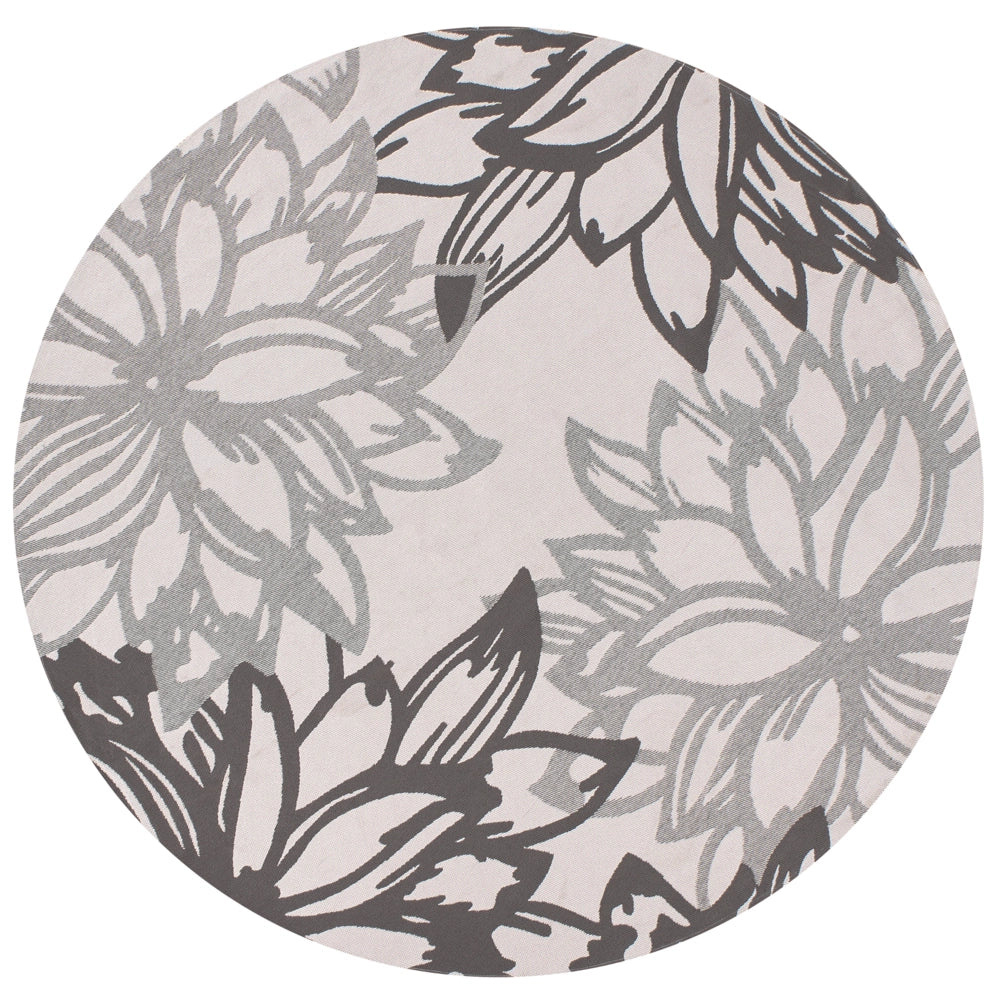 Tappeto rotondo moderno per interni e per esterni con motivo floreale 120 cm Grigio moderno balcone patio
