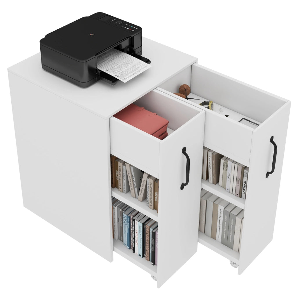 Mobile contenitore su ruote bianco 52x50x75 cm