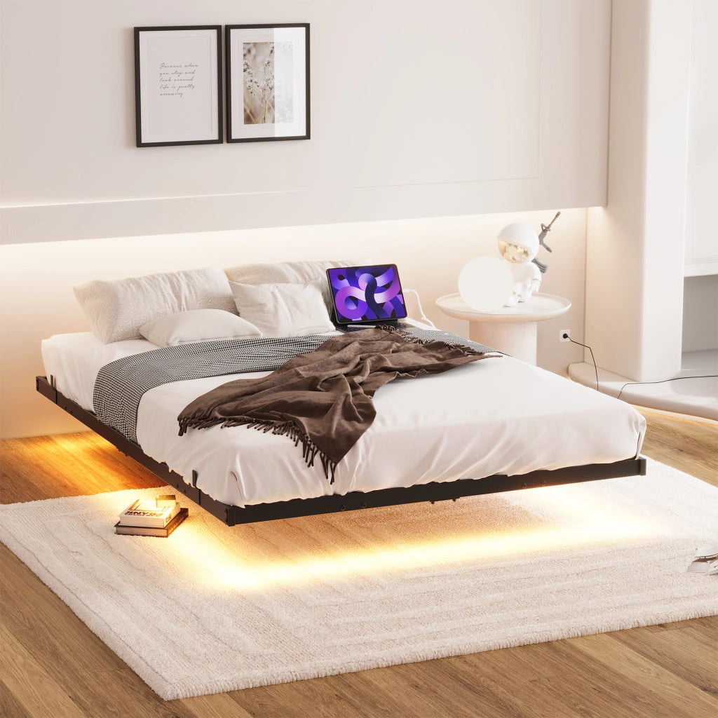 letto a sospensione metallo nero 140 x 200 cm