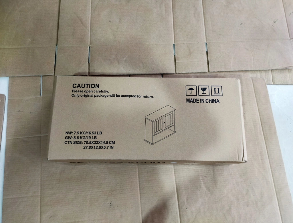 Armadio da bagno bianco a parete con doppie ante e ripiani regolabili, 54,6x19,8x59,9 cm