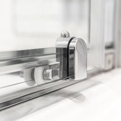 Box doccia 70x90 angolare doppio scorrevole con vetro temperato trasparente e profili cromo Geo