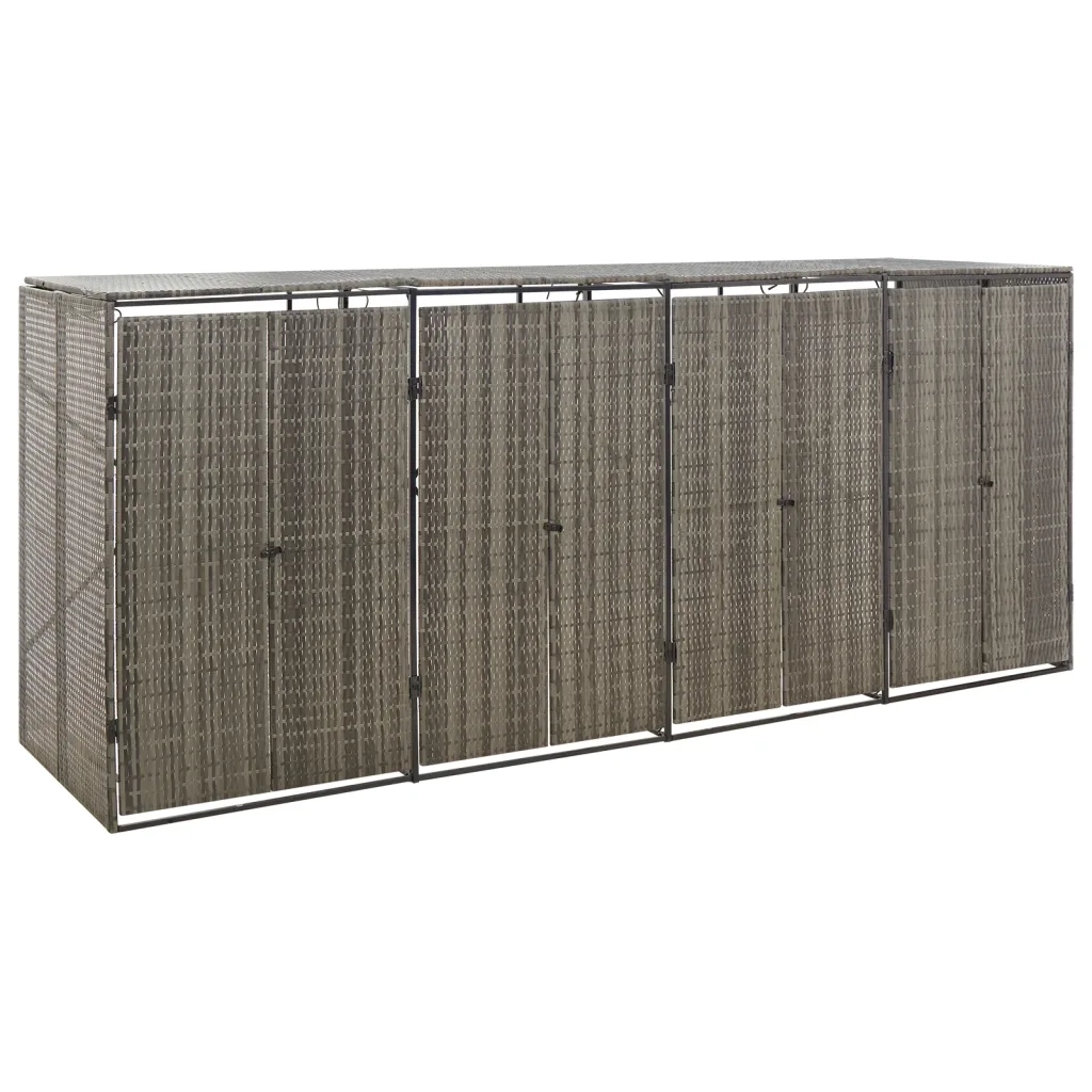 Copribidone Quadruplo Grigio 274x80x117 cm in Polyrattan 319867