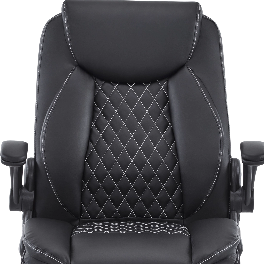 Sedia da ufficio ergonomica regolabile in similpelle nera con supporto lombare