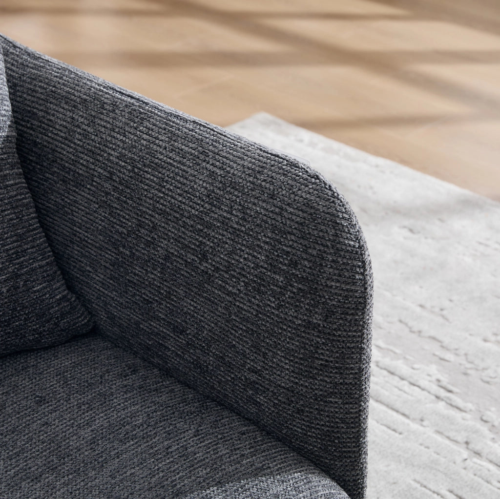Poltrona relax in ciniglia grigio scuro con tavolino laterale e 2 tasche HOMVRA