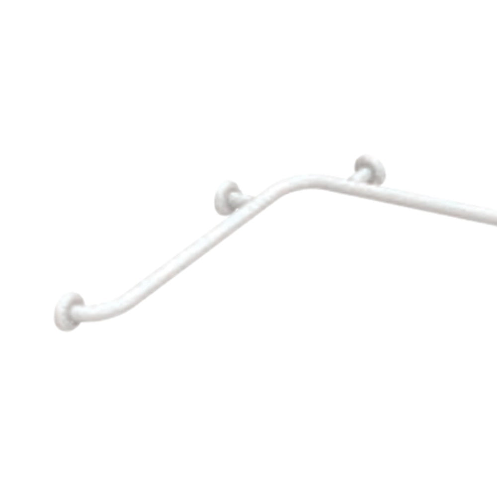 Angolare cm70x150x70h con verticale laterale in acciaio inox rivestito in nylon, bianco