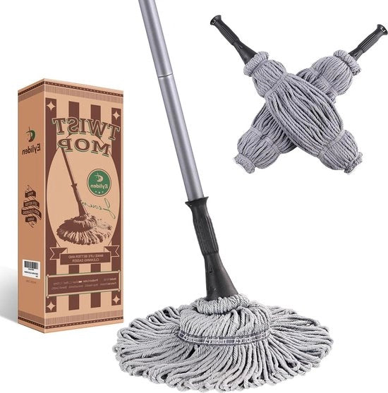 Mop a Twist Sguscianti - Lunghezza 57 pollici - Asciugamano per pulizia di pavimenti - Legno di noce, vinile, piastrelle