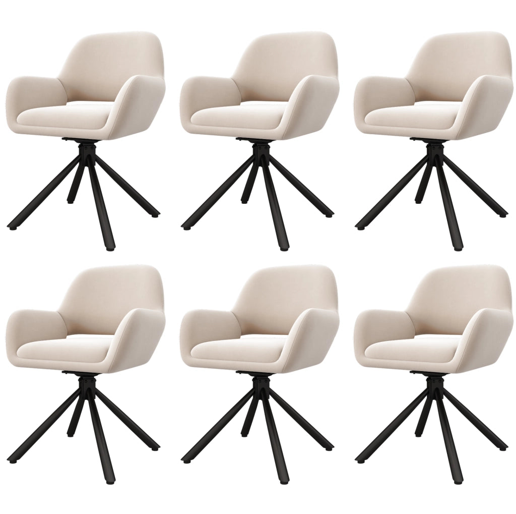 Set da 6 sedie da pranzo girevoli in velluto beige con braccioli, design moderno e semplice