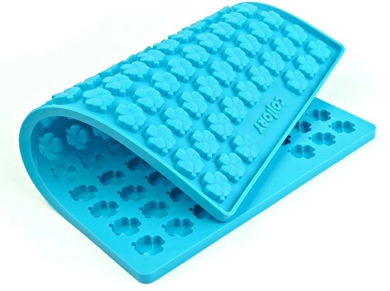 Biscottiere per cani in forma di clover, con forma di clover in silicone, resistente al calore, sicuro per l'alimentazione e BPA-free (Clover medio (2,4 cm), Blu turquesa)