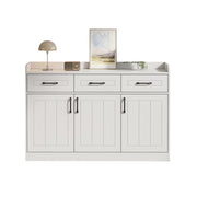 Credenza e madia con 3 ante e 3 cassetti, ripiani regolabili, per soggiorno e ingresso, bianca, 120 × 35 × 80 cm