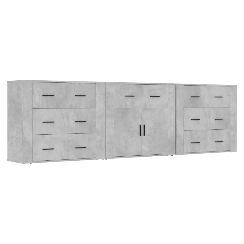 Buffet credenza cassettiera armadio mobile contenitore organizer per cucina soggiorno salotti 3 pezzi legno ingegnerizzato grigio 02_0037124