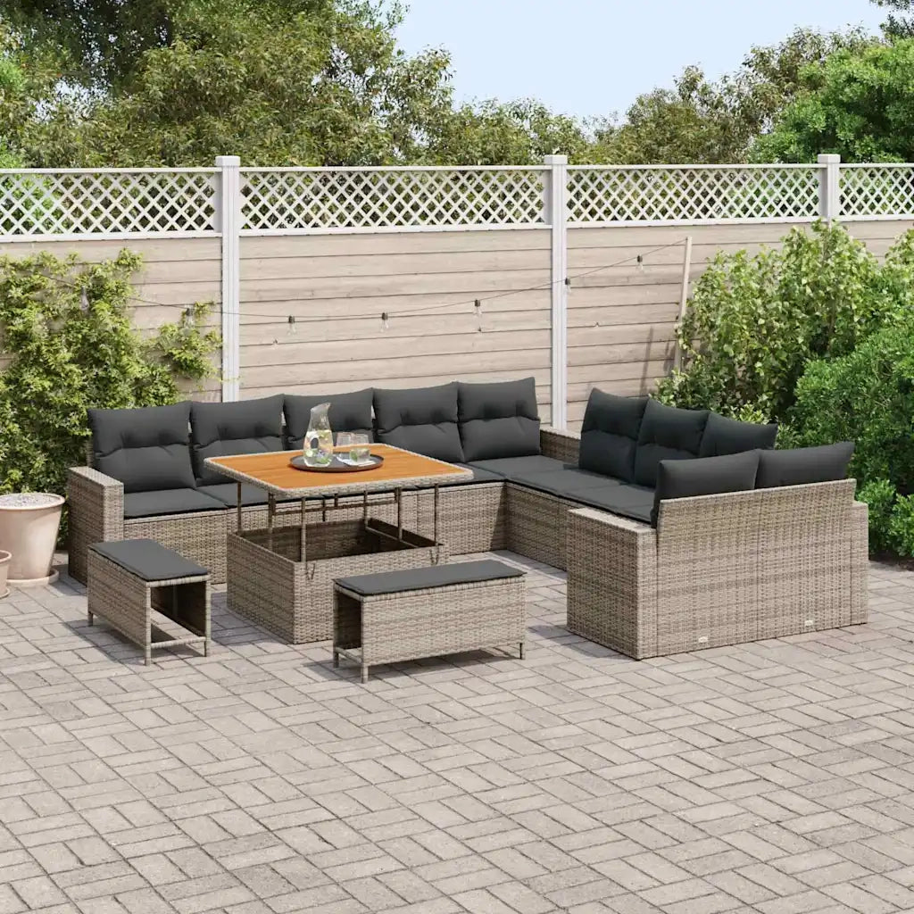 Set Divano da Giardino 13 pcs Grigio polyrattan
