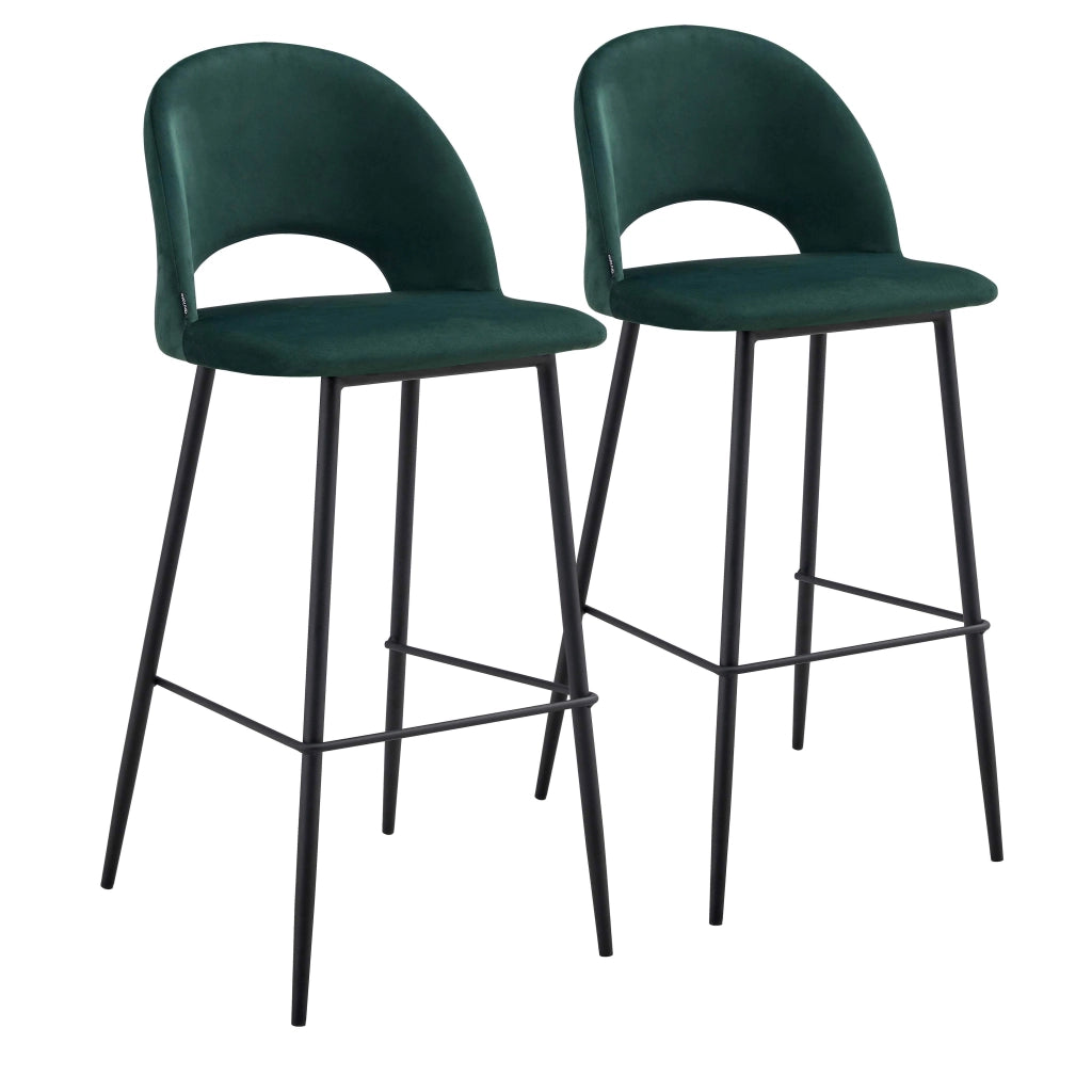 Oviala - Set di 2 sedie in velluto verde e metallo