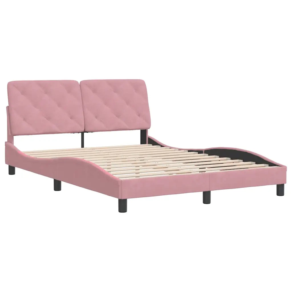 Letto matrimoniale | Letto per adulti | Giroletto senza Materasso Rosa 120x200 cm in Velluto