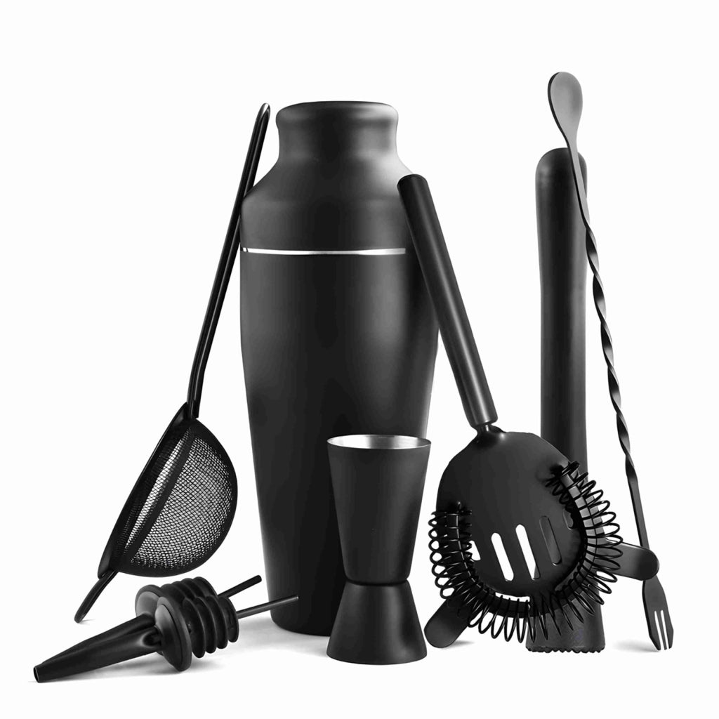Set da cocktail professionale 8 pezzi in acciaio inox nero