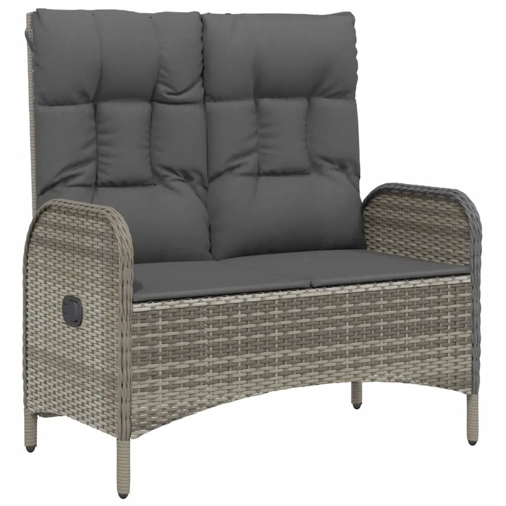 Set da Pranzo da Giardino 2 pz con Cuscini in Polyrattan Grigio