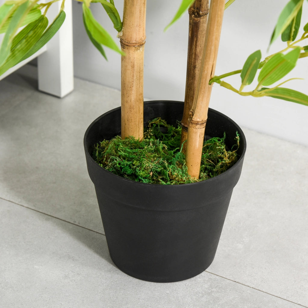 Pianta artificiale di bambù decorativa con vaso 644 foglie in plastica verde per interni ed esterni Ø 15.5 × 120 cm