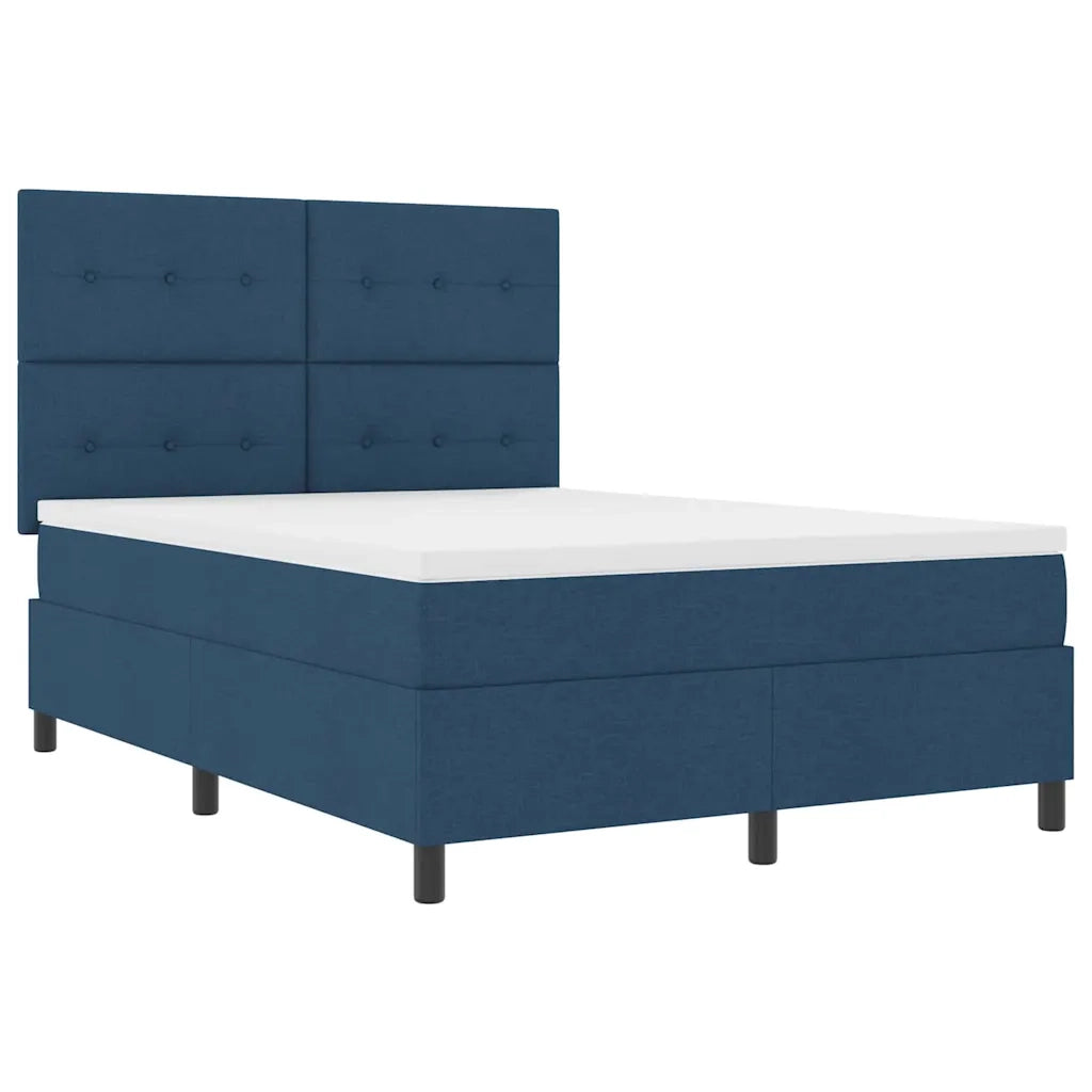 Letto a molle con materasso con led Blu 140 x 190 cm Tessuto