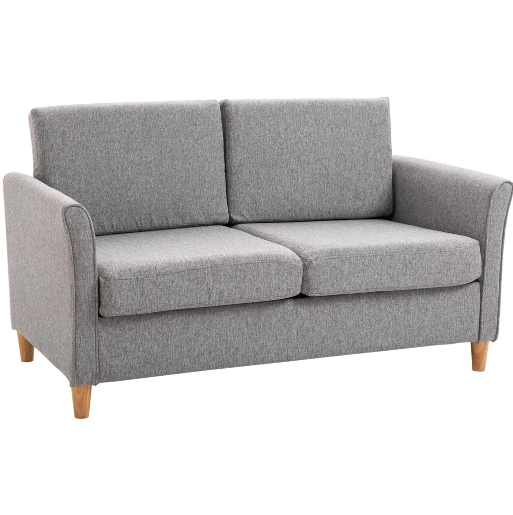 Divano a due posti in lino grigio chiaro 141x65x78 cm con cuscini sfoderabili