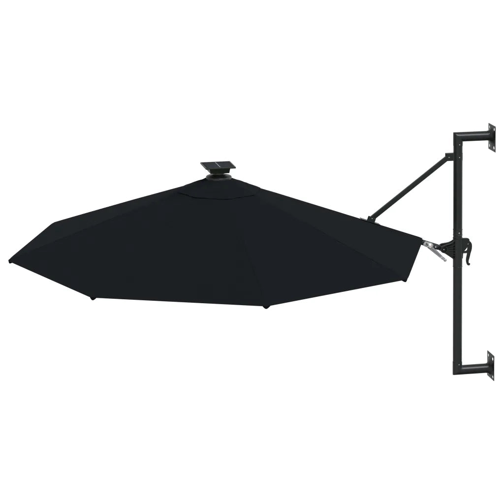 Ombrellone da Giardino-Ombrello da Balcone a Parete con LED 300 cm Nero