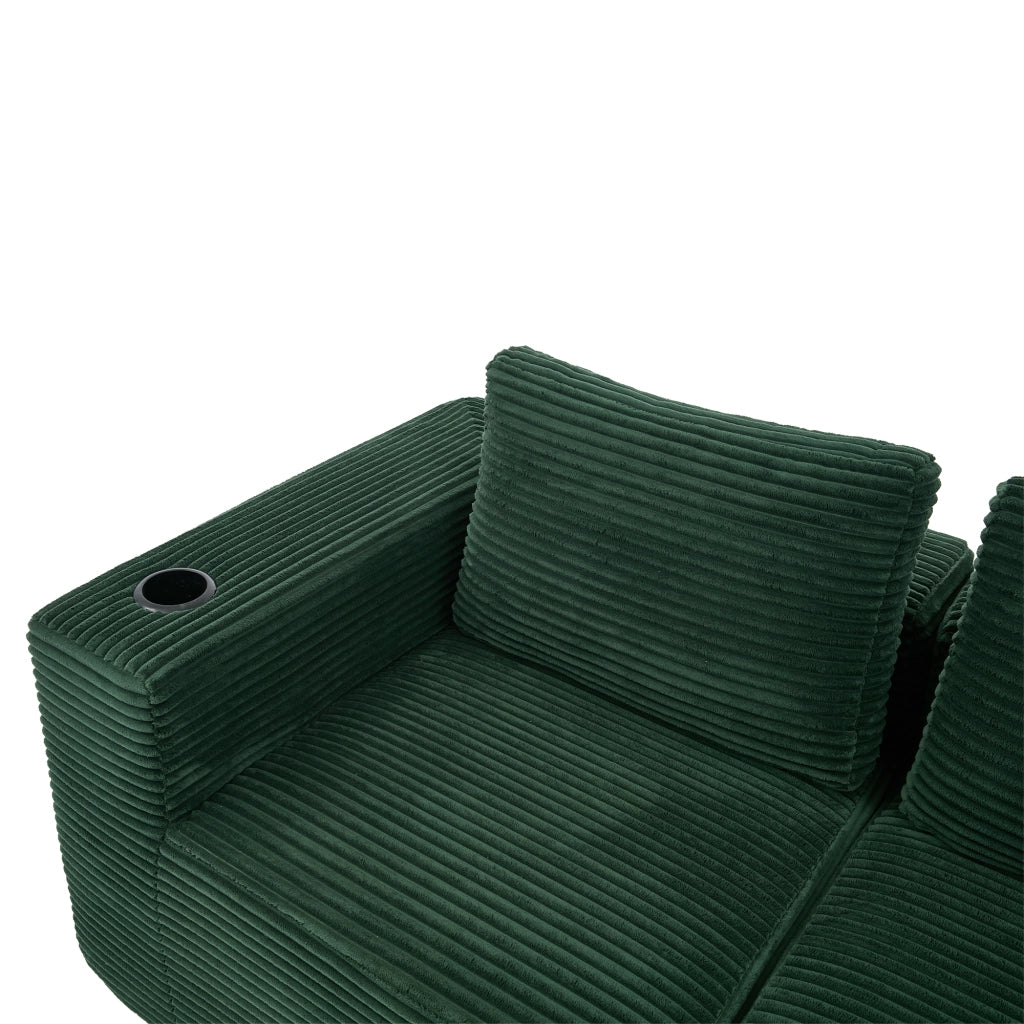 Divano 2 Posti con Cuscini e Portabicchieri ¨C MINIMAL ¨C Tessuto, 265 cm