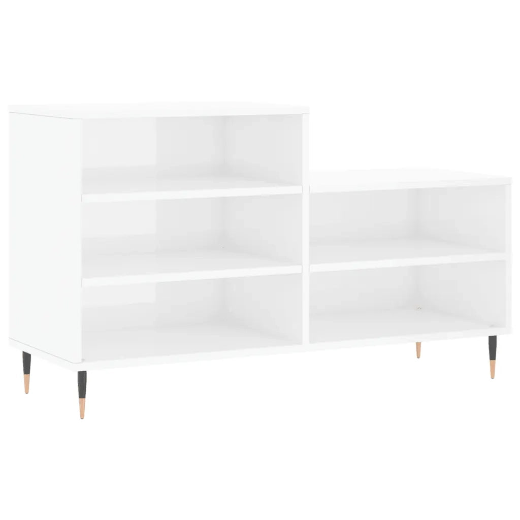 Scarpiera-Scaffale per scarpe Bianco Lucido 102x36x60 cm in Legno Multistrato 927509
