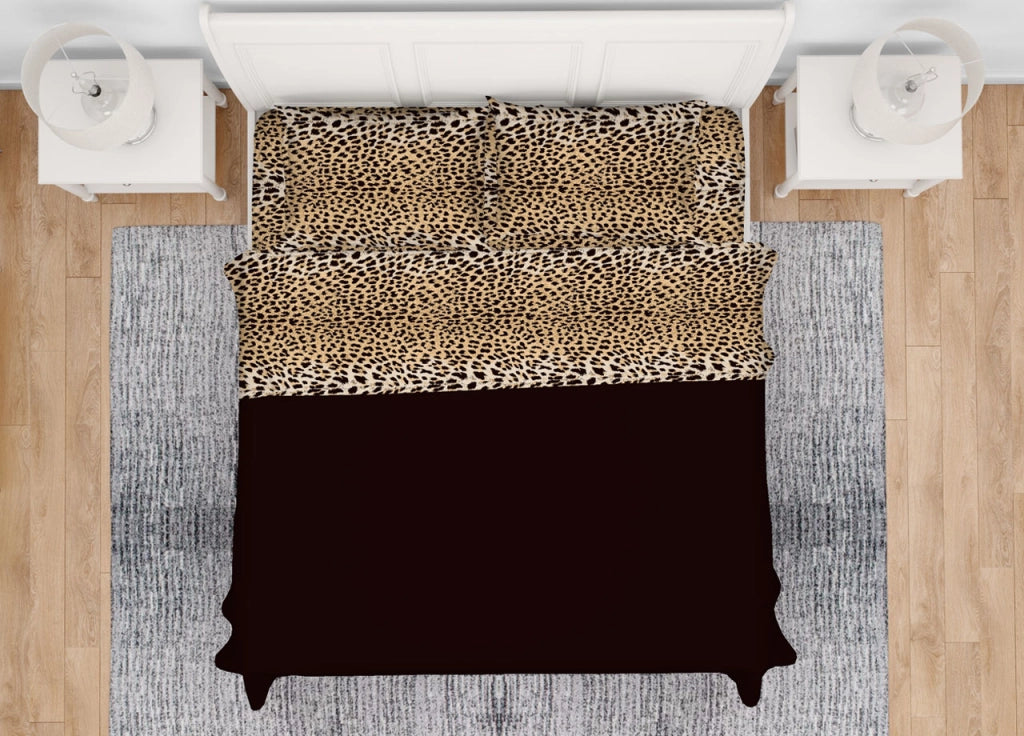 Completo Lenzuola Letto Camera In 100% Cotone Made Italy Vari Disegni RP - 2 Piazze - Leopardato