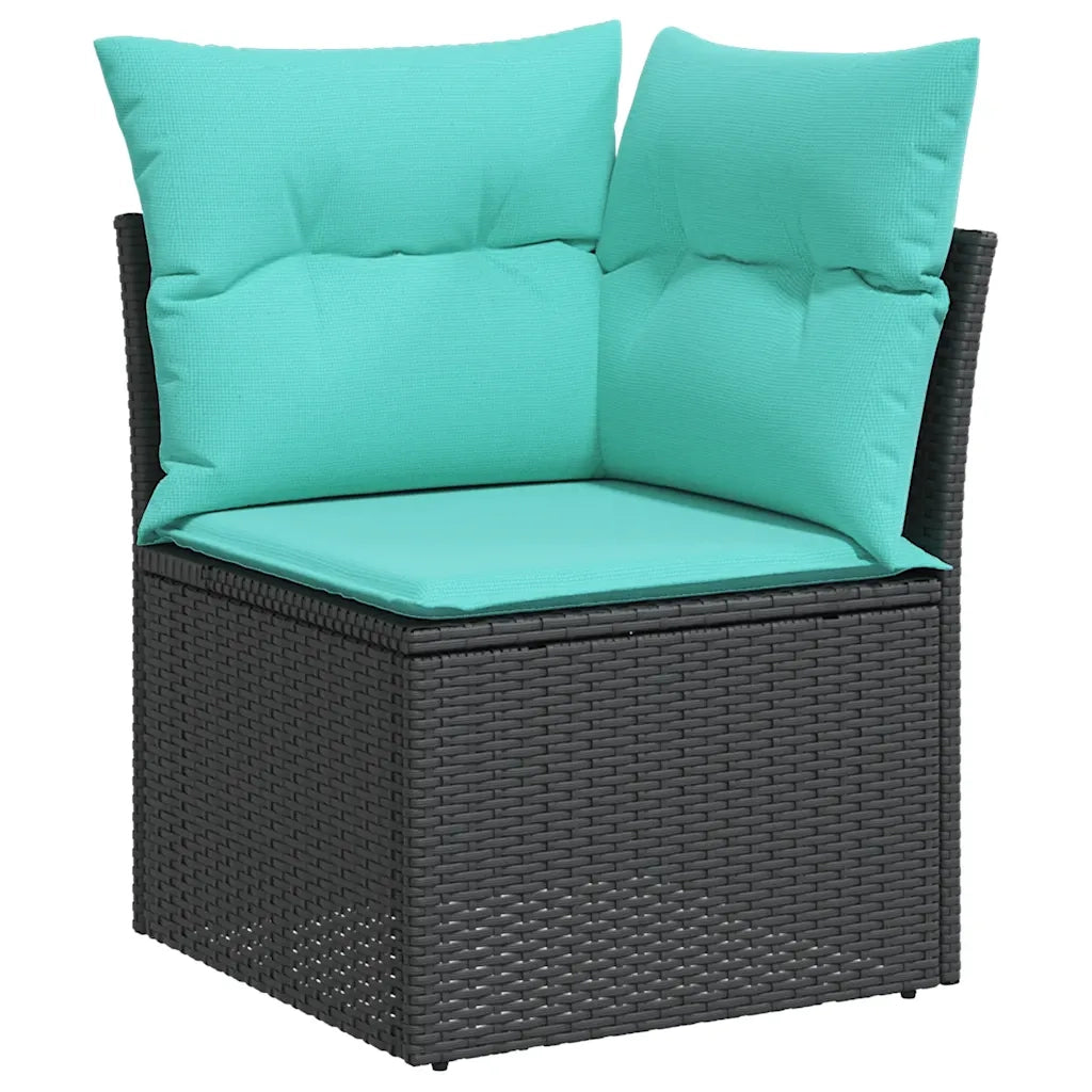 Set Divani da Giardino con Cuscini 7pz Nero Polyrattan 3325872