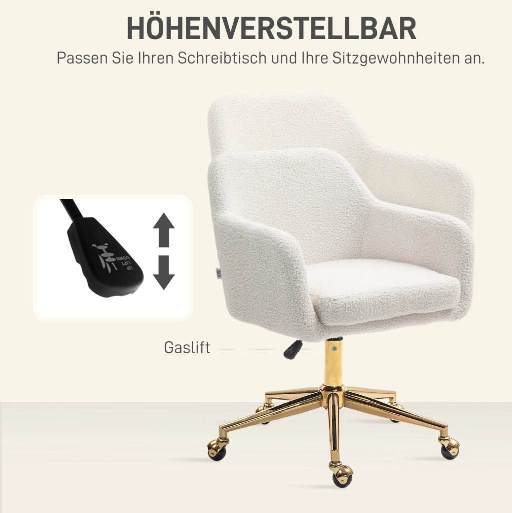 Sedia da ufficio ULEVR regolabile in altezza con braccioli, girevole 360¡ã, tessuto in poliestere bianco crema