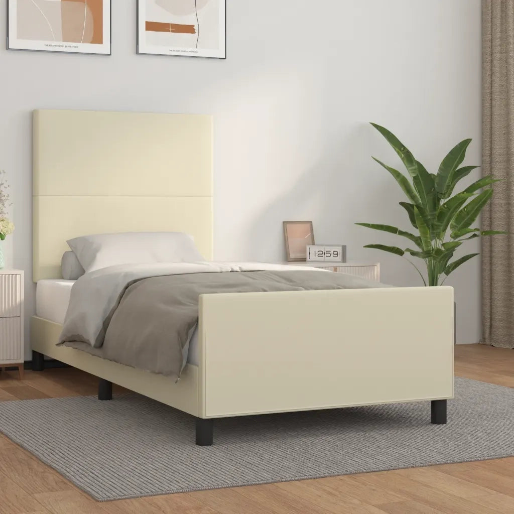 Giroletto con Testiera Crema 100x200 cm in Similpelle