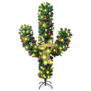 Cactus di Natale con Base e LED-Albero Natalizio-Decorazioni natalizie Verde 210 cm PVC