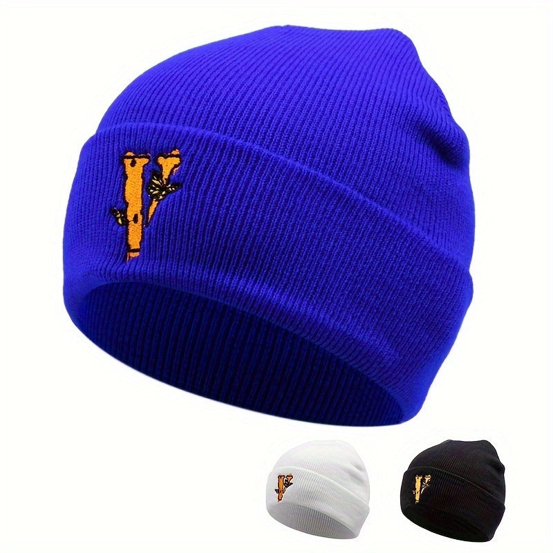 Cappelli invernali caldi con ricamo a farfalla V, colore bianco.
