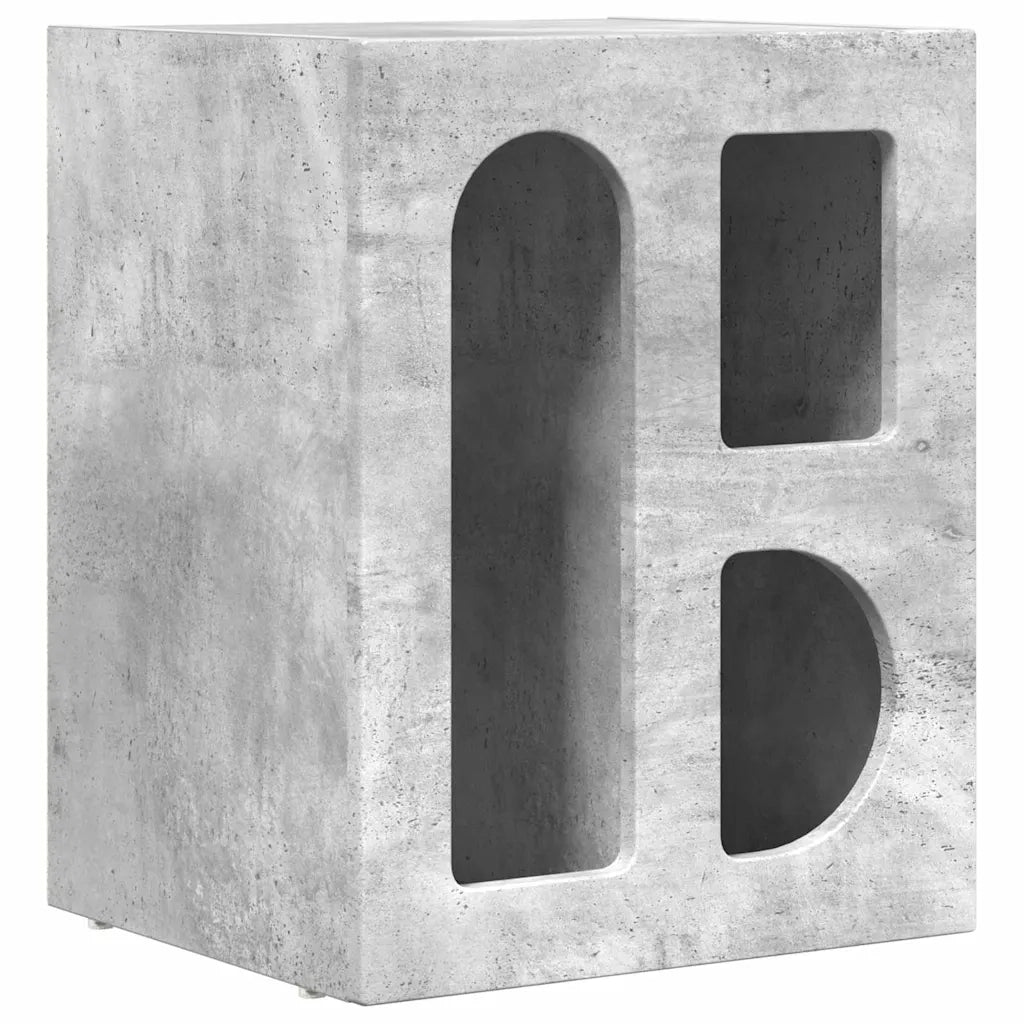 Comodino-Tavolino da notte Grigio cemento 40 x 35 x 50 cm Legno multistrato
