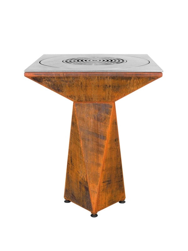 Braciere da giardino, Barbecue con foro per wok, griglia con gambe in acciaio e copertura protettiva - G1 Basic corten