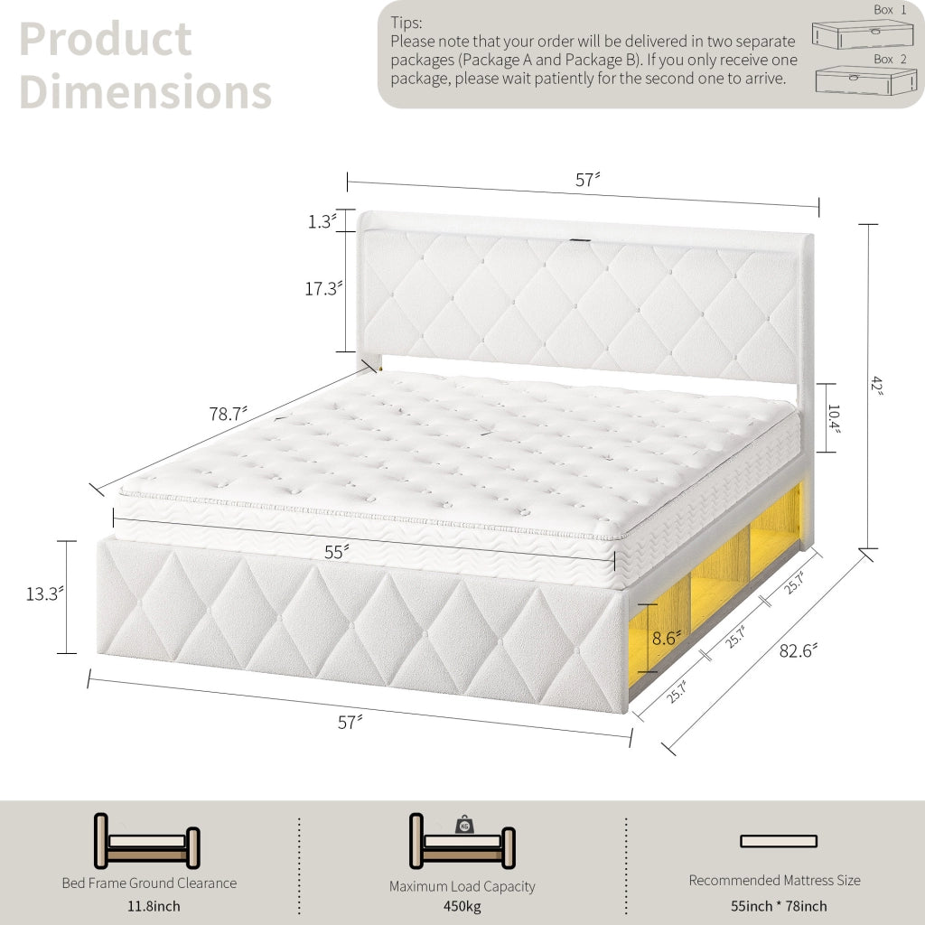 letto imbottito teddy bianco 140 x 200 cm