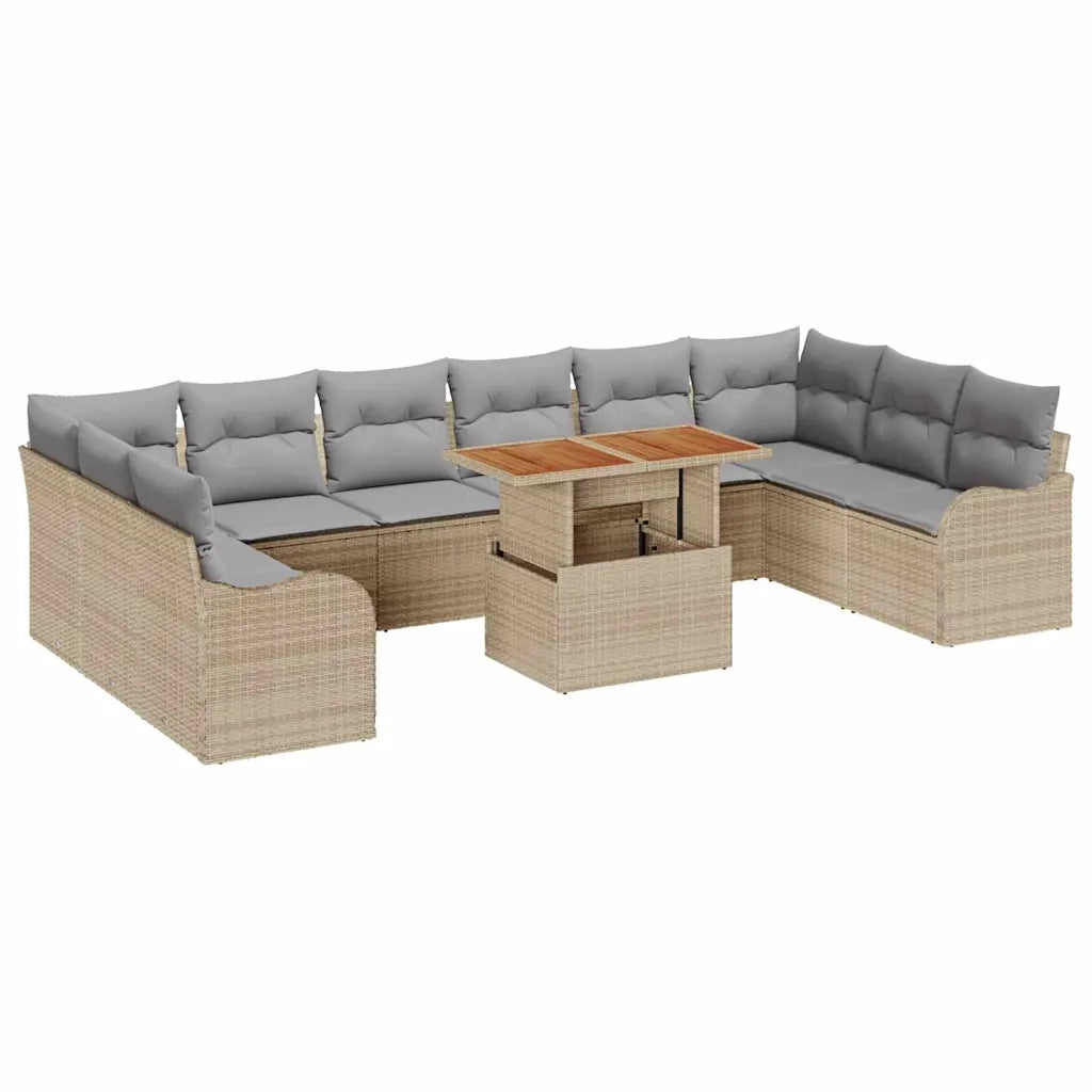 Set Divano da Giardino con cuscino 11 pcs beige e grigio chiaro