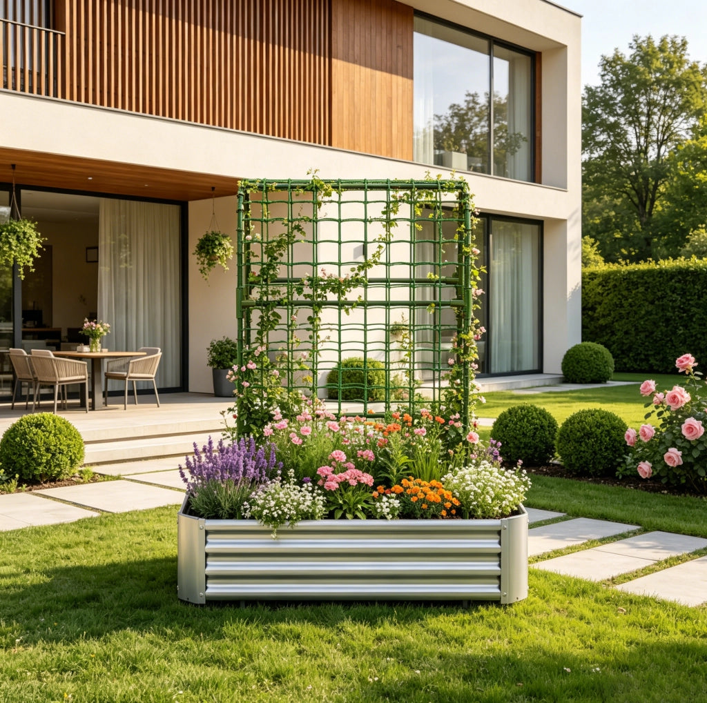 Orto rialzato in acciaio zincato 120x60x150 cm per terrazzi e balconi