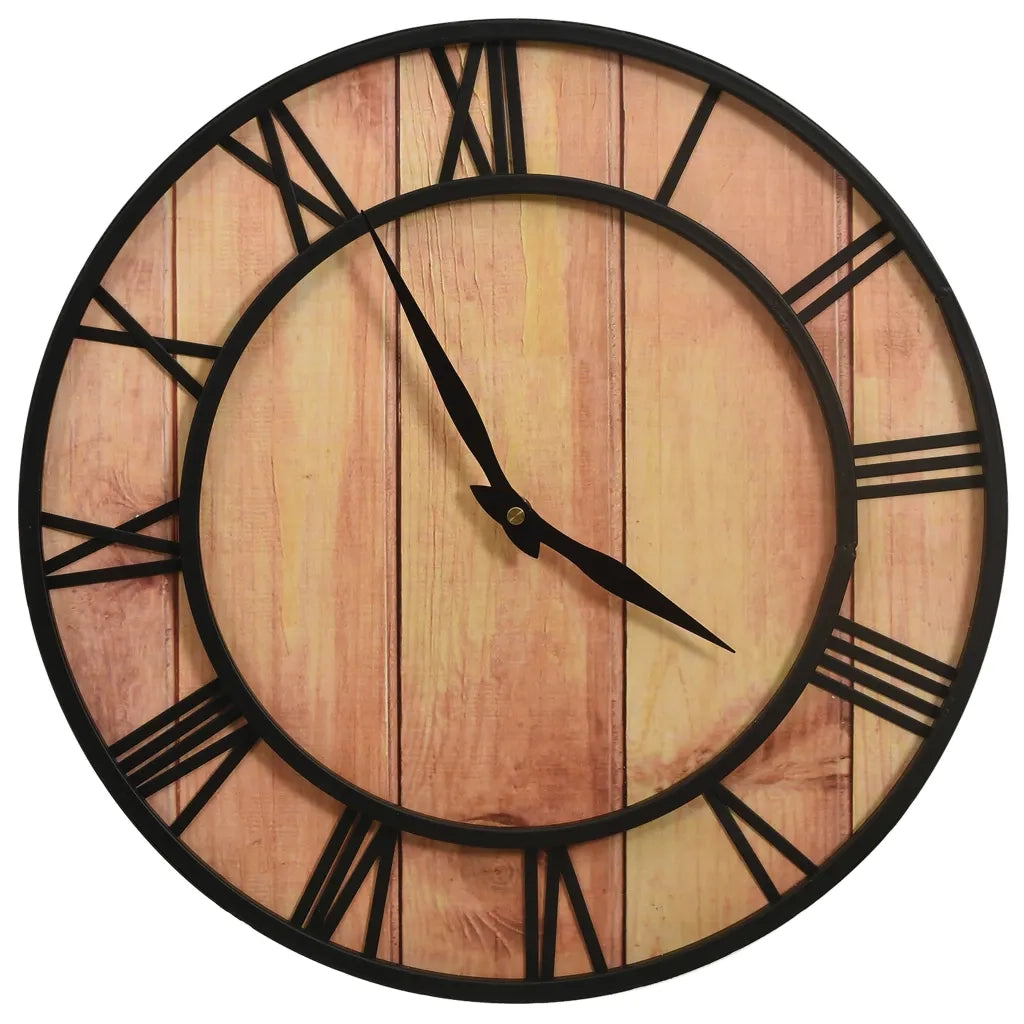 Orologio da Parete 39 cm Marrone e Nero in MDF e Ferro 325172