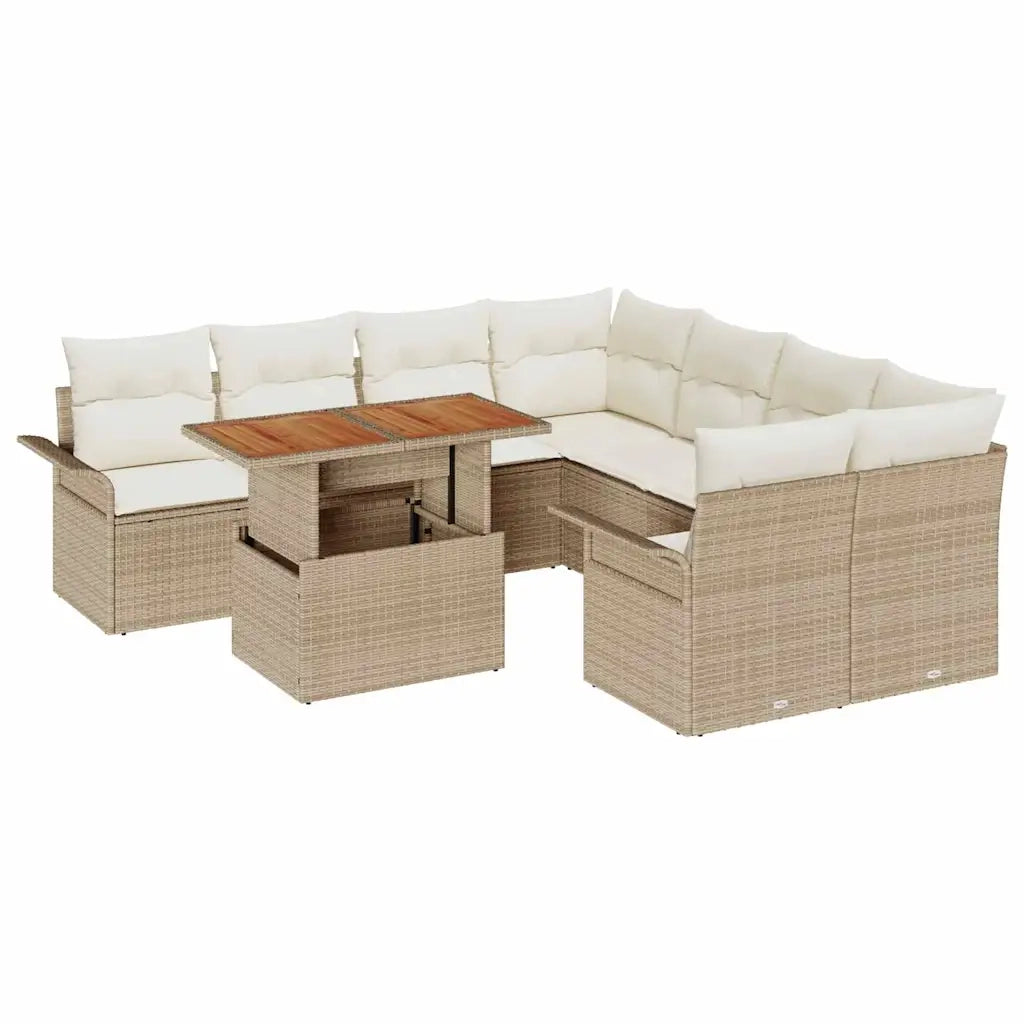 Set Divano da Giardino con cuscino beige e panna