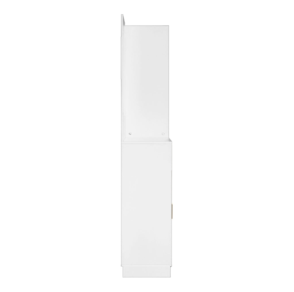 Guardaroba compatto bianco con appendiabiti, scarpiera, specchio e panca, 110x33x185,5 cm