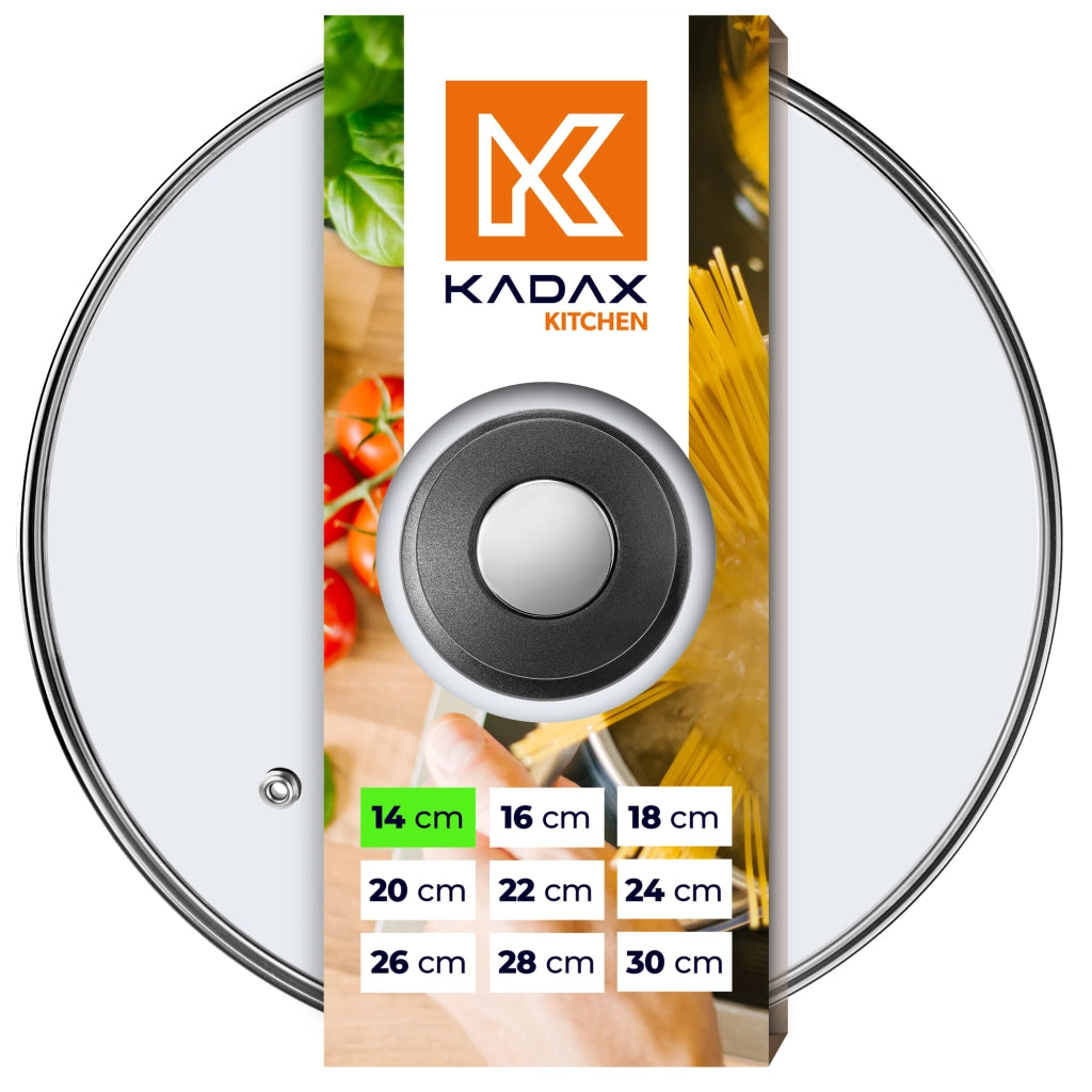 Coperchio in vetro KADAX da 14 cm, universale, resistente al calore, per pentole e padelle.