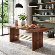 Tavolo da pranzo 180 x 75 cm in MDF, per 6 8 persone, color noce e oro