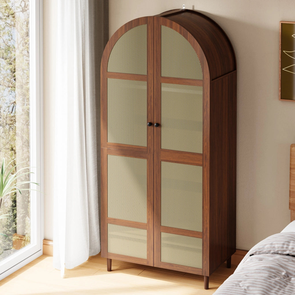 ARMADIO con bastone appendiabiti e cassetti 80x50x179 cm Noce MDF e truciolare
