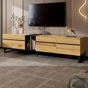 Mobile TV con anta a ribalta vani aperti e due ante in pannello truciolare color legno 180 × 38 × 45 cm