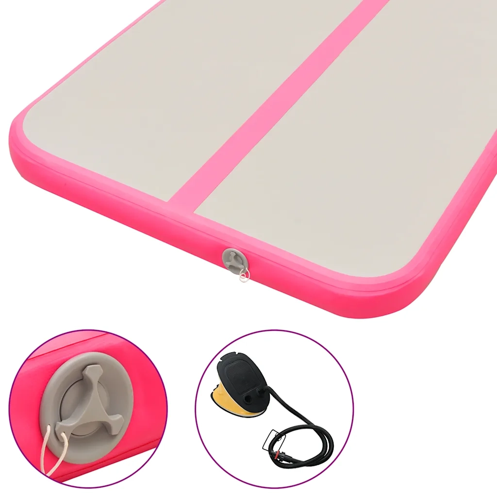 Tappetino Ginnastica Gonfiabile con Pompa 500x100x10cm PVC Rosa CFW5543375